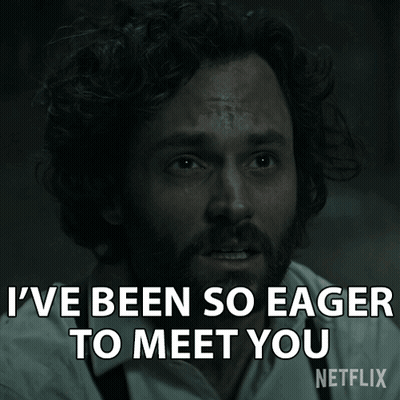 Man With Curly Hair And Beard Says Eager To Meet You GIF