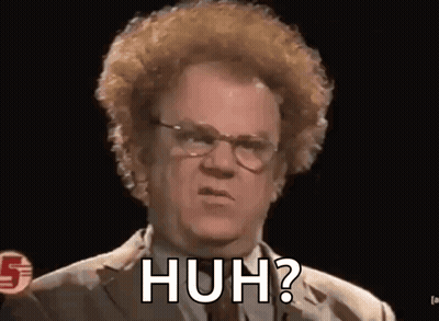 Man With Curly Hair And Glasses Making Funny Face Saying Huh GIF