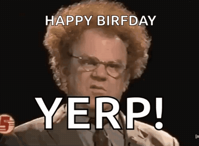 Man With Curly Hair And Glasses Saying Happy Birthday GIF
