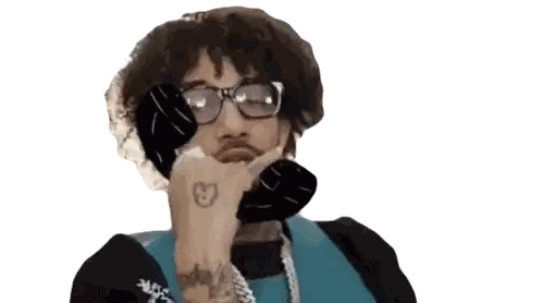 Man With Curly Hair And Glasses Talking On Phone Sticker
