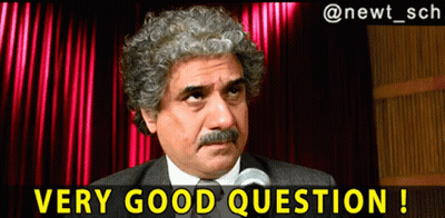 Man With Curly Hair And Mustache Says Very Good Question GIF
