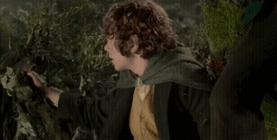 Man With Curly Hair In Green Cape Standing In Forest GIF