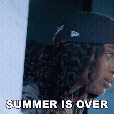 Man With Curly Hair In Hat And Hoodie Says Summer Is Over GIF