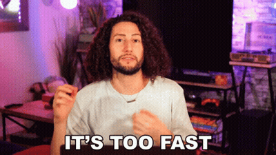 Man With Curly Hair Saying Too Fast GIF