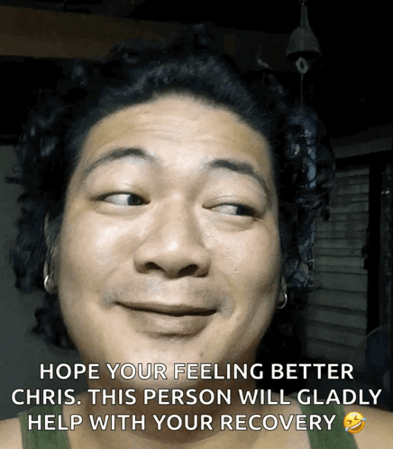 Man With Curly Hair Smiling Says Hope Your Feeling Better Chris GIF