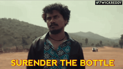 Man With Curly Hair Surrender The Bottle GIF