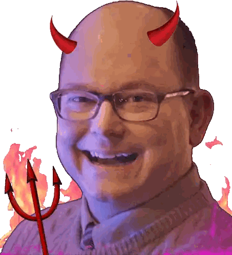 Man With Devil Horns And Trident Sticker
