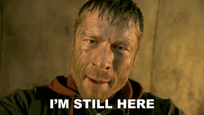Man With Dirty Face Saying I'm Still Here GIF