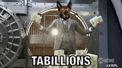 Man With Dog Head Holding Money GIF