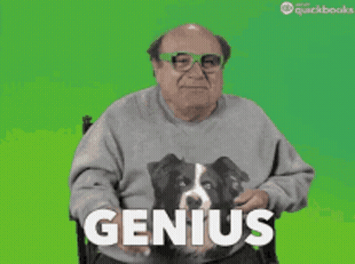 Man With Dog Sweater And Word Genius GIF
