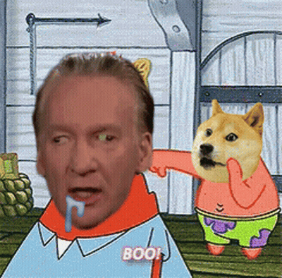 Man With Doge On Head Says Boos GIF