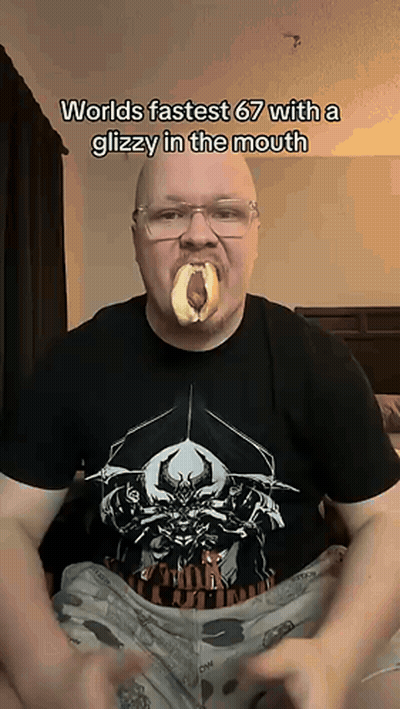 Man With Donut In Mouth Worlds Fastest 67 With Glizzy GIF