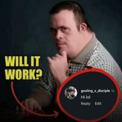 Man With Down Syndrome Sitting At Table With Reply From Gosling's Disciple GIF