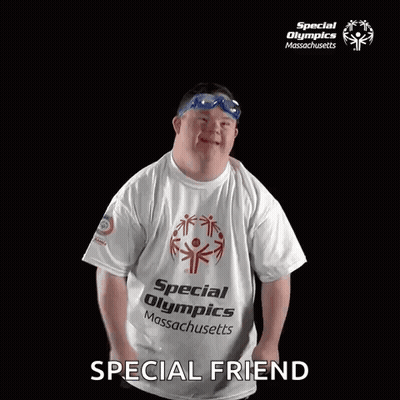 Man With Down Syndrome Wearing Special Olympics T-Shirt GIF