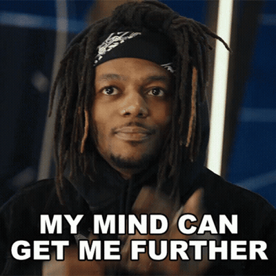 Man With Dreadlocks And Bandana Says My Mind Can Get Me Further GIF