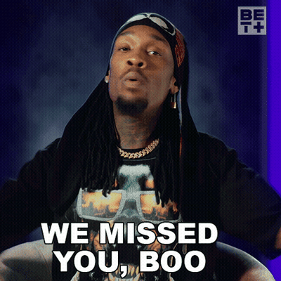 Man With Dreadlocks And Bandana Says We Missed You Boo GIF