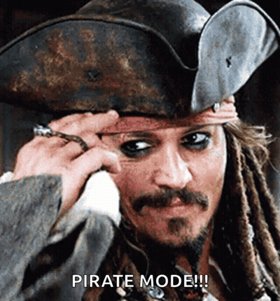 Man With Dreadlocks And Beard In Pirate Hat Says Pirate Mode GIF
