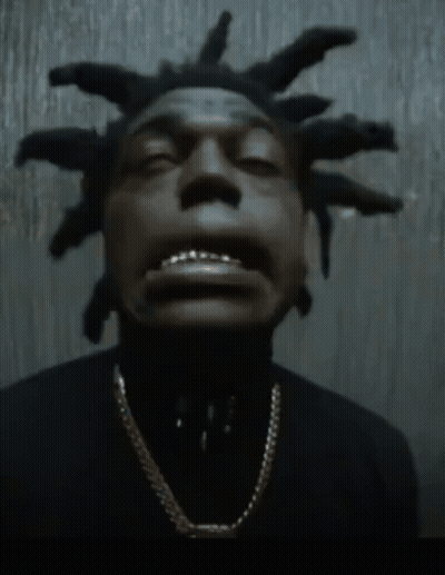 Man With Dreadlocks And Gold Chain Looking At Camera GIF