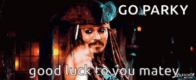 Man With Dreadlocks And Pirate Hat Says Go Parky Good Luck Matey GIF