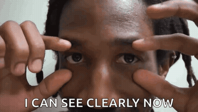 Man With Dreadlocks Covering Eyes Saying I Can See Clearly Now GIF