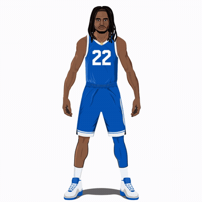 Man With Dreadlocks In Blue Jersey Number 22 GIF