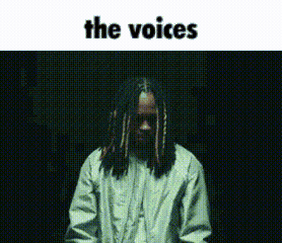 Man With Dreadlocks In Dark Room The Voices GIF