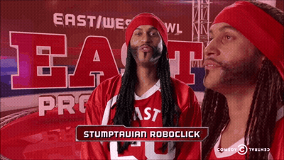 Man With Dreadlocks In Red Jersey Saying East GIF
