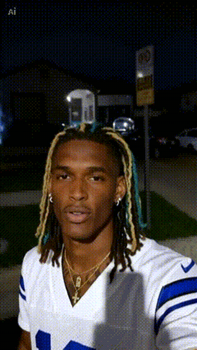 Man With Dreadlocks In White And Blue Jersey Number 14 GIF