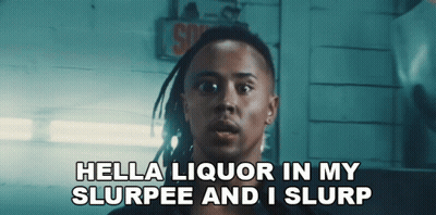 Man With Dreadlocks Saying Hella Liquor In My Slurpee And I Slurp GIF