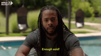 Man With Dreadlocks Sitting By Pool Says Enough Said GIF