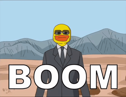 Man With Duck Mask And Boom GIF