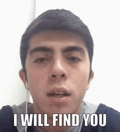 Man With Earbuds Says I Will Find You GIF
