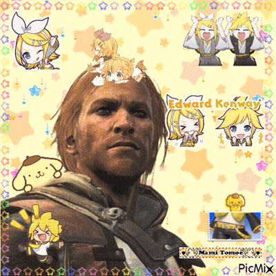 Man With Edward Kenway Text GIF