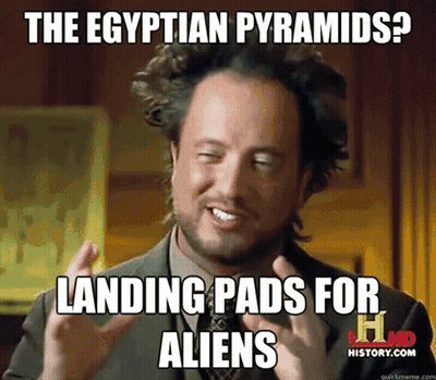 Man With Egyptian Pyramids Landing Pads For Aliens GIF