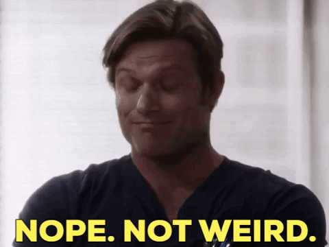 Man With Eyes Closed And Nope Not Weird Above GIF