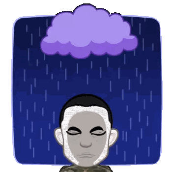 Man With Eyes Closed And Purple Cloud Sticker