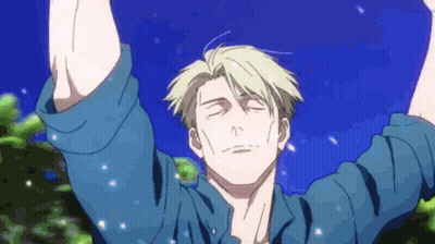 Man With Eyes Closed Arms In Air Under Blue Sky GIF