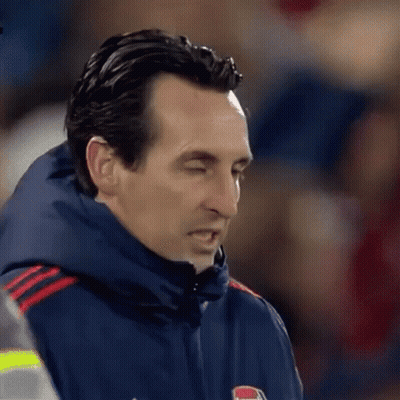 Man With Eyes Closed In Blue Jacket With Red Stripes GIF