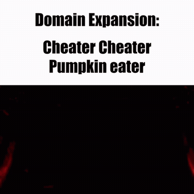 Man With Eyes Closed Saying Domain Expansion Cheater GIF