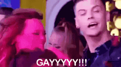 Man With Eyes Closed Saying Gay GIF