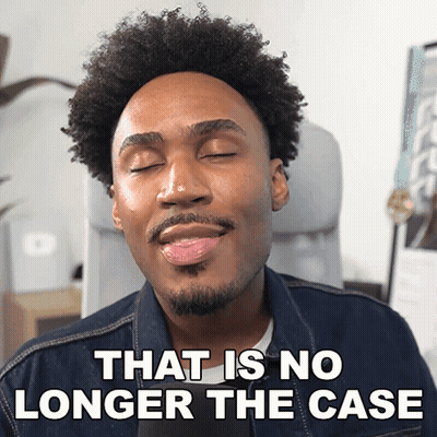 Man With Eyes Closed Saying That Is No Longer The Case GIF
