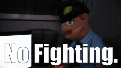 Man With Eyes Closed Saying We're Not Fighting GIF