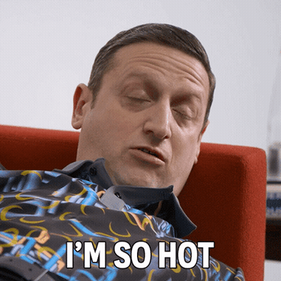Man With Eyes Closed Shirt Saying I'm So Hot GIF