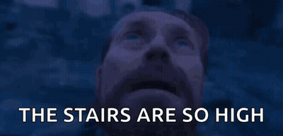 Man With Eyes Closed The Stairs Are So High GIF