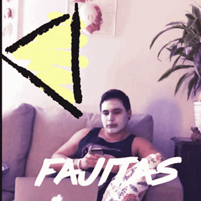 Man With Face Mask Sitting On Couch Saying Fajitas GIF