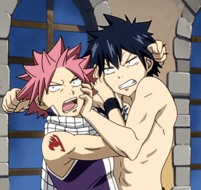 Man With Fairy Tail Tattoo Holding Another Man GIF