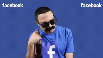 Man With Fake Mustache And Sunglasses Says Like In Front Of Facebook Logo GIF
