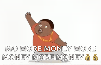 Man With Fist In Air Saying No More Money More Money More Money GIF