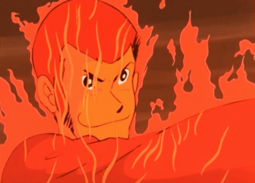 Man With Flames Around Face GIF