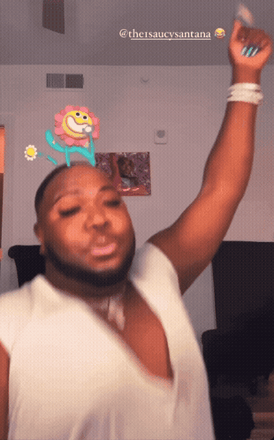 Man With Flower On Head @Thesaucysantana GIF